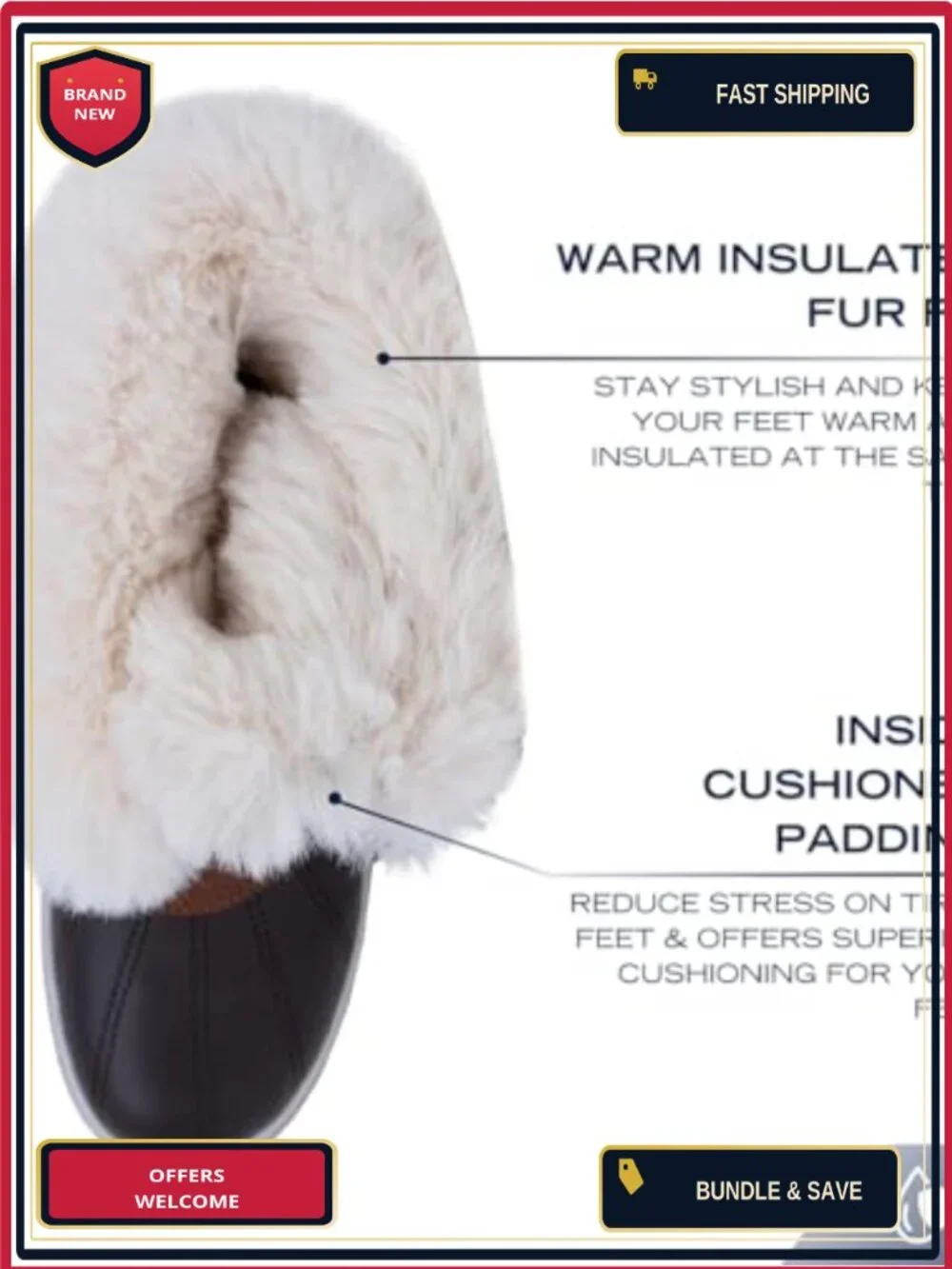 Women's Lace-Up Faux Fur Lined Water Resistant Winter Snow Boots with Bungee